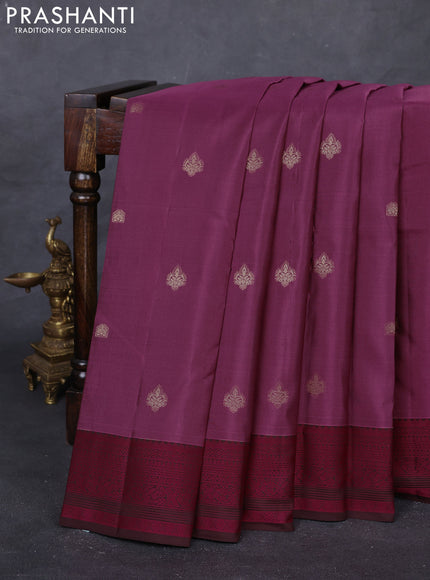 Onion Pink & Coffee Brown Pure Kanchipuram Silk Saree - Buttas