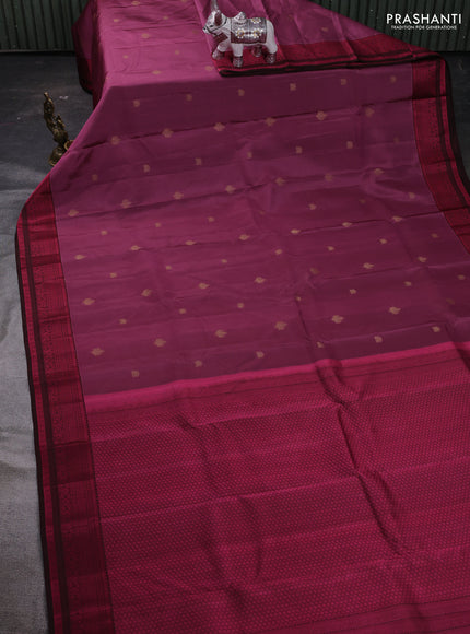 Onion Pink & Coffee Brown Pure Kanchipuram Silk Saree - Buttas