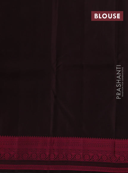 Grey & Coffee Brown Pure Kanchipuram Silk Saree - Buttas