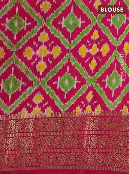 Cream & Pink Pochampally Silk - Digital Prints