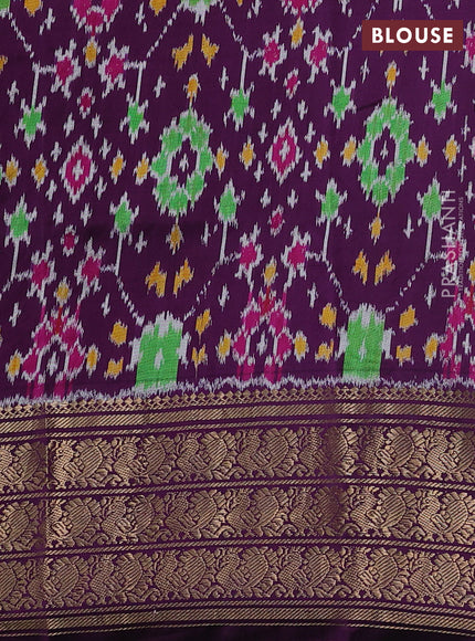 Grey & Purple Pochampally Silk - Digital Prints