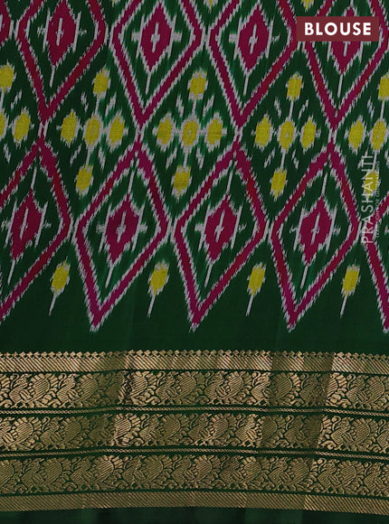 Lime Green & Green Pochampally Silk - Digital Prints