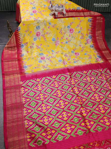 Yellow & Red Pochampally Silk - Digital Prints