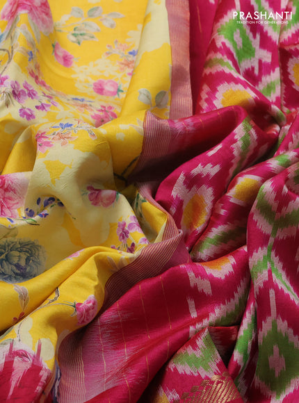 Yellow & Red Pochampally Silk - Digital Prints