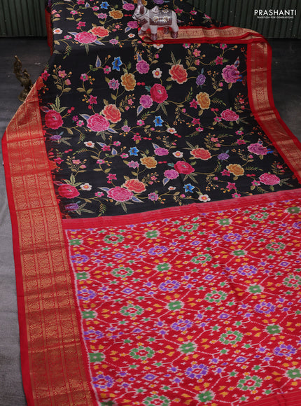 Black & Red Pochampally Silk - Digital Prints
