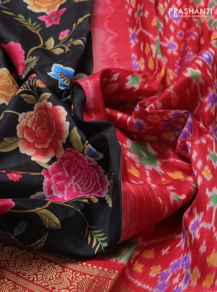 Black & Red Pochampally Silk - Digital Prints