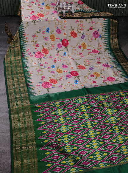 Grey & Green Pochampally Silk - Digital Prints