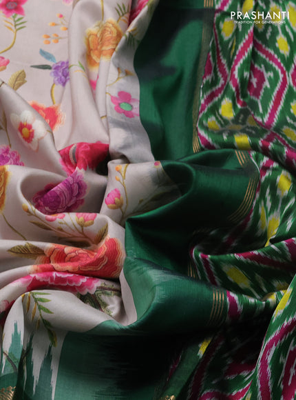 Grey & Green Pochampally Silk - Digital Prints