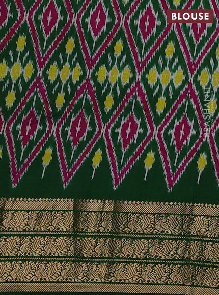 Grey & Green Pochampally Silk - Digital Prints