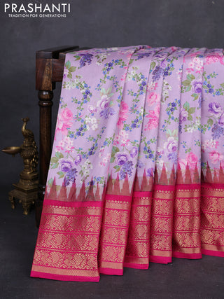 Lavender & Pink Pochampally Silk - Digital Prints