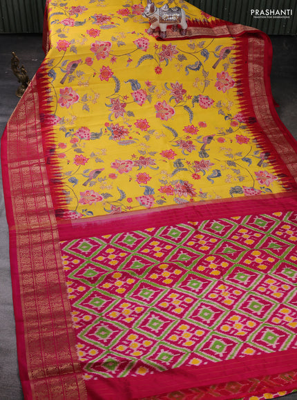 Yellow & Red Pochampally Silk - Digital Prints