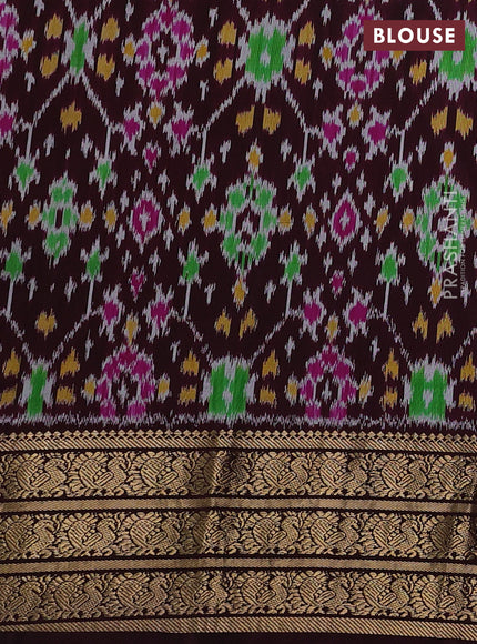 Wine & Coffee Brown Pochampally Silk - Digital Prints