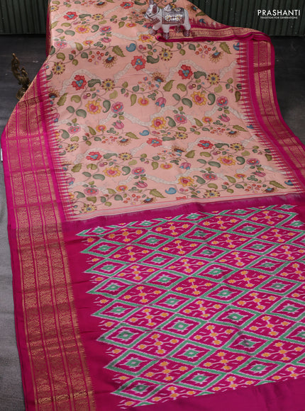 Peach & Pink Pochampally Silk - Digital Prints