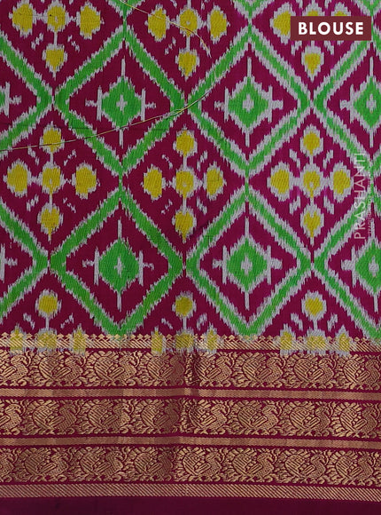 Cream & Magenta Pink Pochampally Silk - Digital Prints