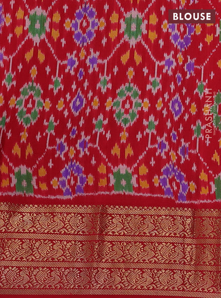 Cream & Red Pochampally Silk - Digital Prints