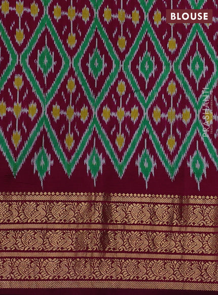 Cream & Magenta Pink Pochampally Silk - Digital Prints
