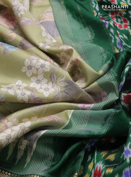Elaichi Green & Green Pochampally Silk - Digital Prints