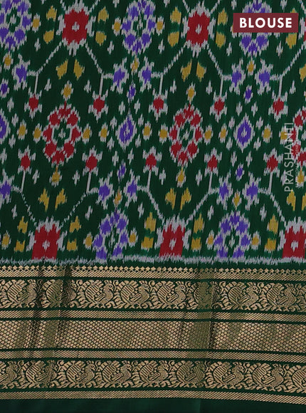Elaichi Green & Green Pochampally Silk - Digital Prints