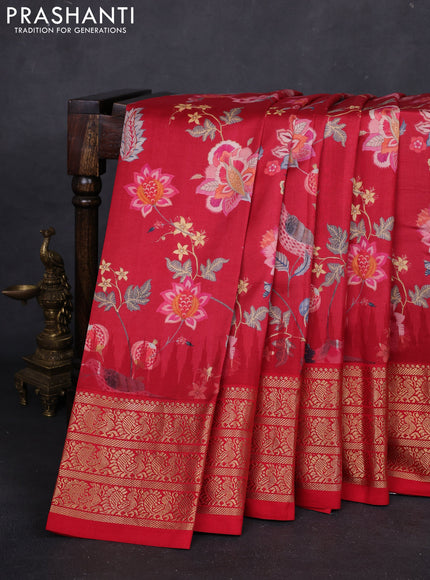 Red Pochampally Silk - Digital Prints