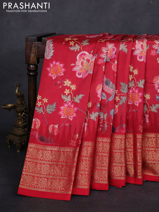 Red Pochampally Silk - Digital Prints