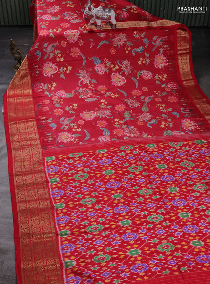 Red Pochampally Silk - Digital Prints