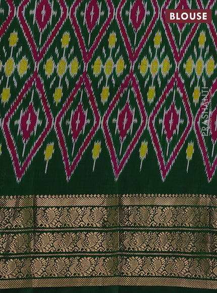 Cream & Green Pochampally Silk - Digital Prints