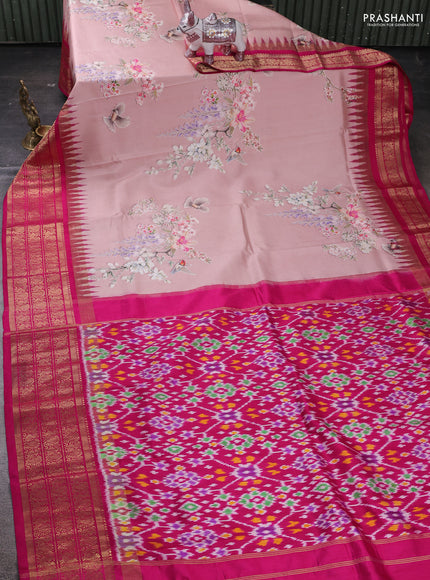 Pastel Pink & Pink Pochampally Silk - Digital Prints