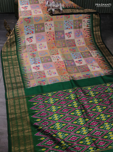 Multi Colour & Green Pochampally Silk - Digital Prints