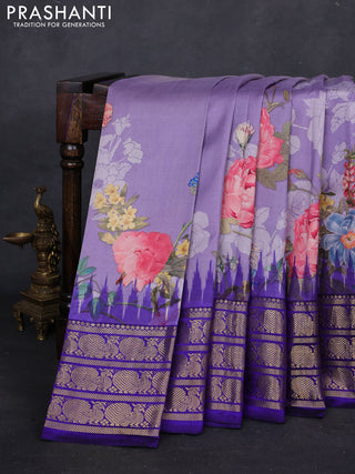 Lavender & Blue Pochampally Silk - Digital Prints