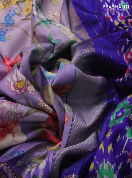 Lavender & Blue Pochampally Silk - Digital Prints