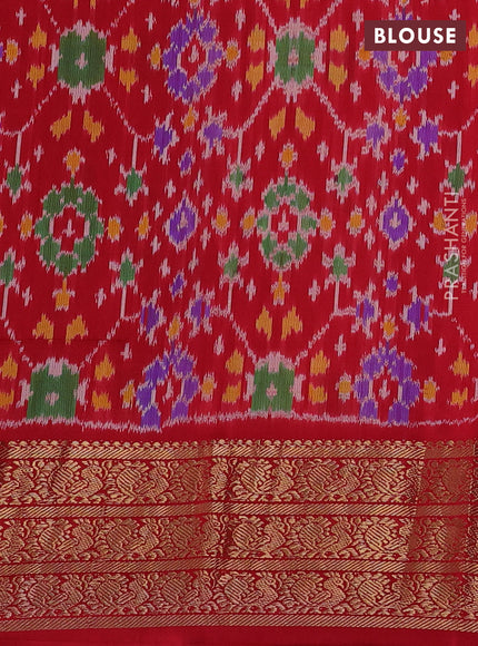 Cream & Red Pochampally Silk - Digital Prints