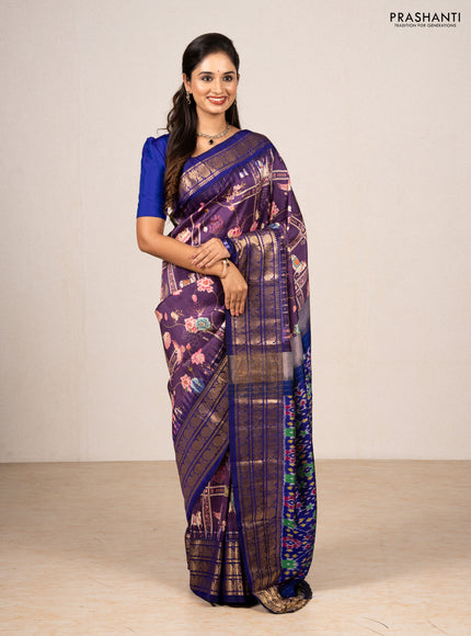 Purple & Violet Pochampally Silk - Digital Prints