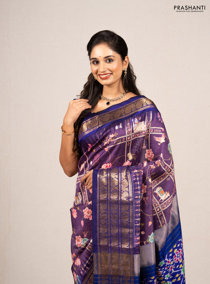 Purple & Violet Pochampally Silk - Digital Prints