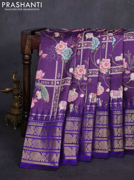 Purple & Violet Pochampally Silk - Digital Prints