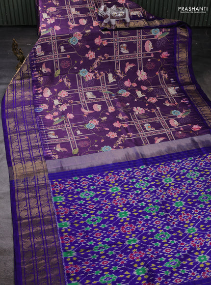 Purple & Violet Pochampally Silk - Digital Prints
