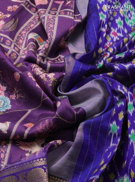Purple & Violet Pochampally Silk - Digital Prints