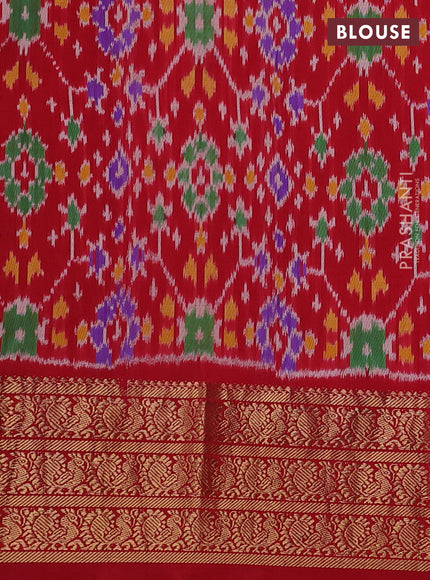 Cream & Red Pochampally Silk - Digital Prints