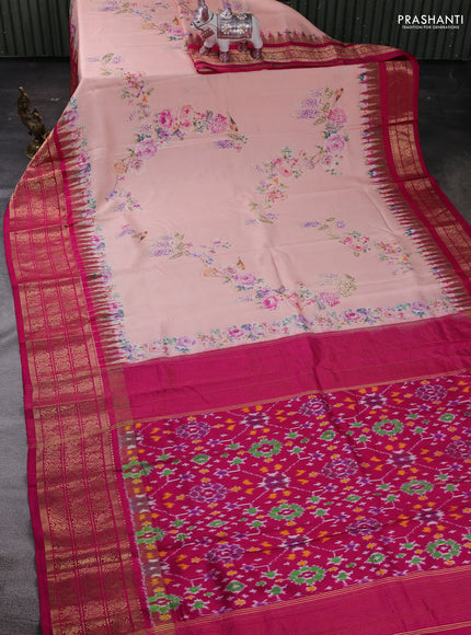 Peach & Pink Pochampally Silk - Digital Prints