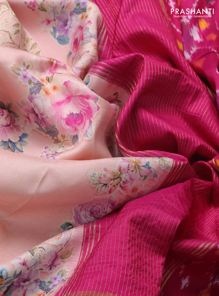 Peach & Pink Pochampally Silk - Digital Prints