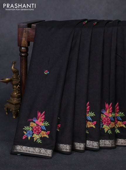 Black Art Tussar Silk - Embroidery