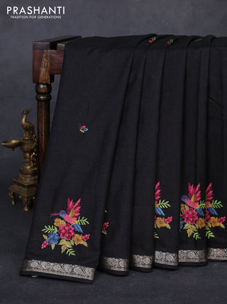 Black Art Tussar Silk - Embroidery
