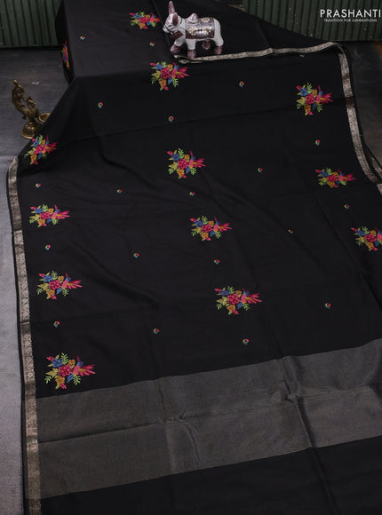 Black Art Tussar Silk - Embroidery