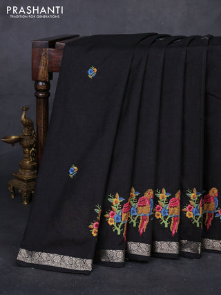 Black Art Tussar Silk - Embroidery
