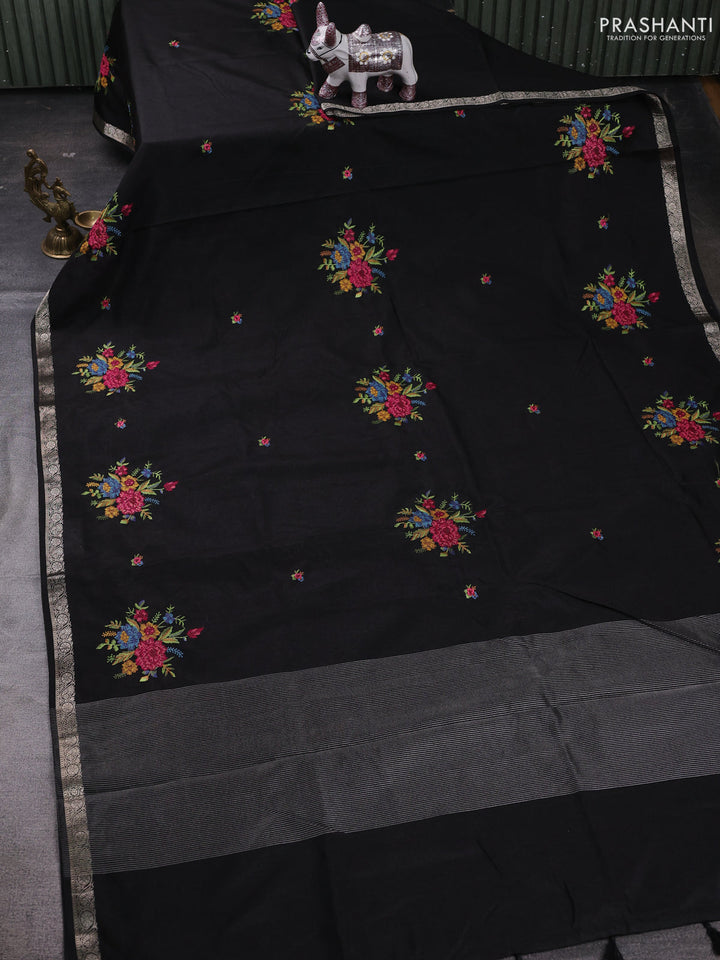 Black Art Tussar Silk - Embroidery