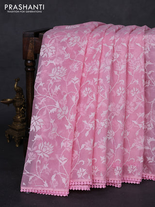 Light Pink Pure Organza Silk - Embroidery