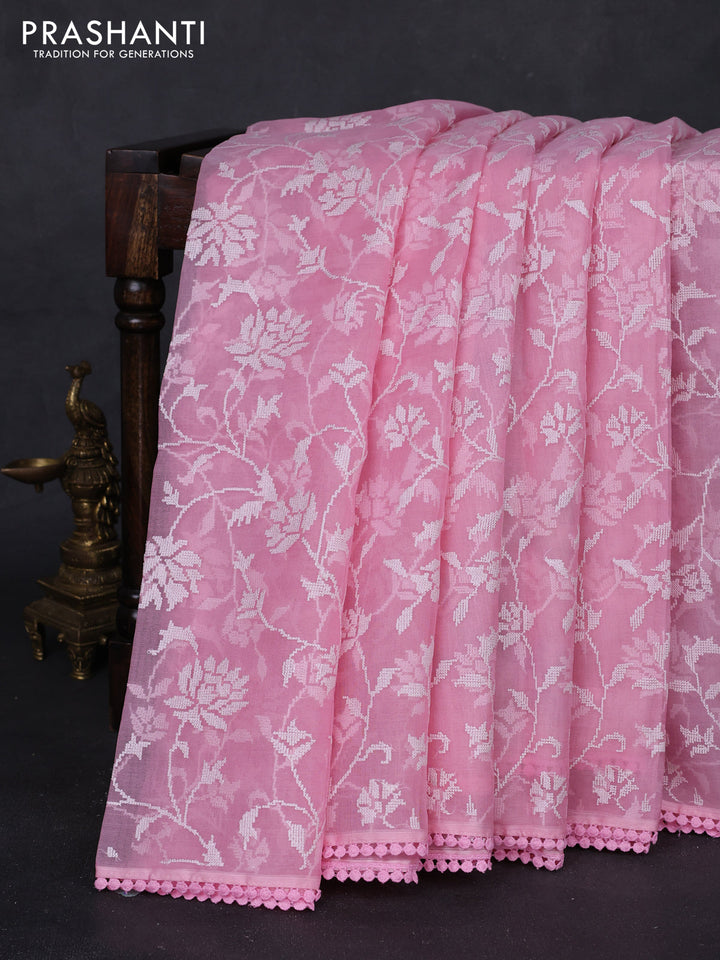 Light Pink Pure Organza Silk - Embroidery
