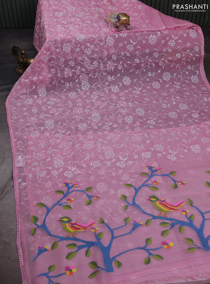 Light Pink Pure Organza Silk - Embroidery