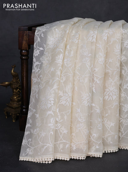 Off White Pure Organza Silk - Embroidery