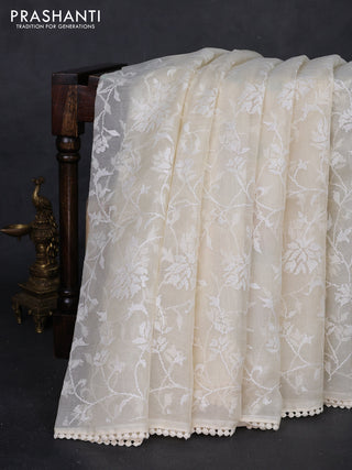Off White Pure Organza Silk - Embroidery