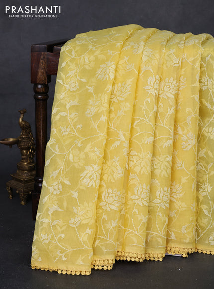 Yellow Pure Organza Silk - Embroidery